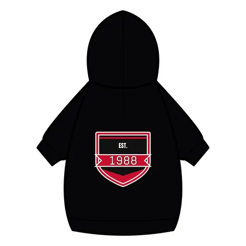 Clark Atlanta 1988 Black & Red Arch Pet Hoodie — back_dtf view