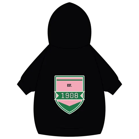 AKA 1908 Pink & Green Ivy Pattern Pet Hoodie — back_dtf view