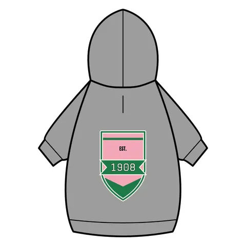 AKA 1908 Pink & Green Ivy Pattern Pet Hoodie — back_dtf view