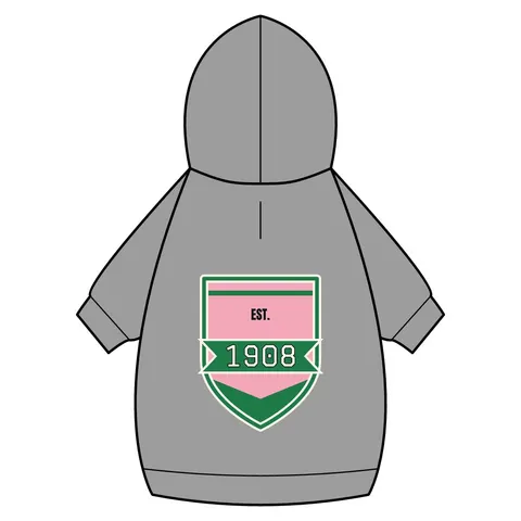 AKA 1908 Pink & Green Ivy Pattern Pet Hoodie — back_dtf view