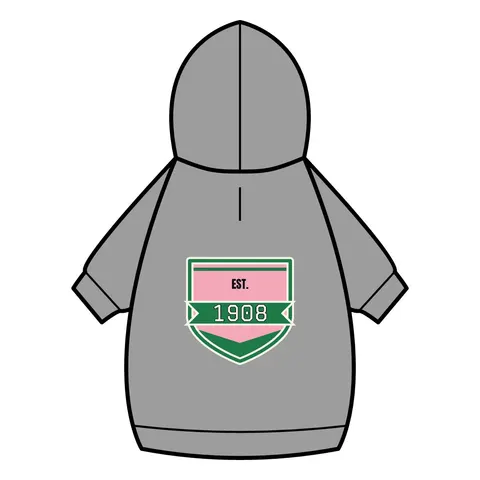 AKA 1908 Pink & Green Ivy Pattern Pet Hoodie — back_dtf view