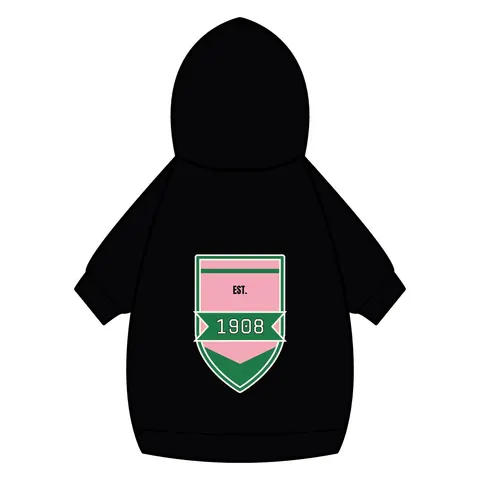 AKA 1908 Pink & Green Ivy Pattern Pet Hoodie — back_dtf view