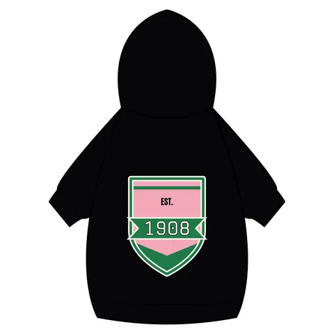 AKA 1908 Pink & Green Ivy Pattern Pet Hoodie — back_dtf view