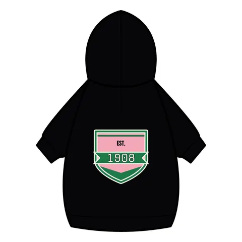 AKA 1908 Pink & Green Ivy Pattern Pet Hoodie — back_dtf view