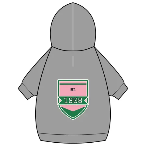 AKA 1908 Pink & Green Ivy Pattern Pet Hoodie — back_dtf view