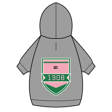 AKA 1908 Pink & Green Ivy Pattern Pet Hoodie — back_dtf view