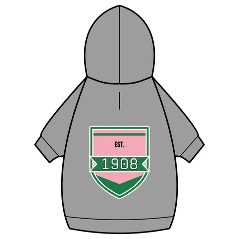 AKA 1908 Pink & Green Ivy Pattern Pet Hoodie — back_dtf view