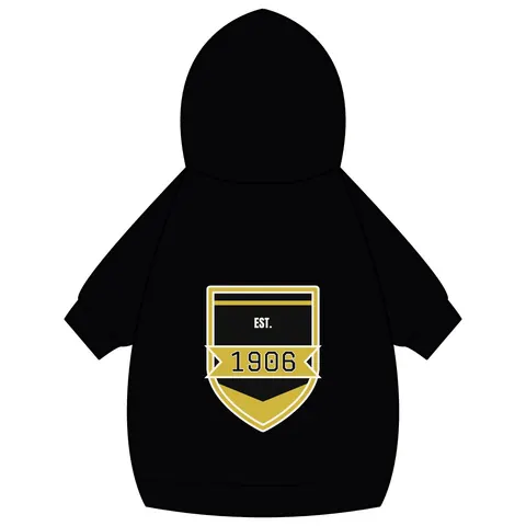 Alpha 1906 Black & Old Gold Pet Hoodie — back_dtf view