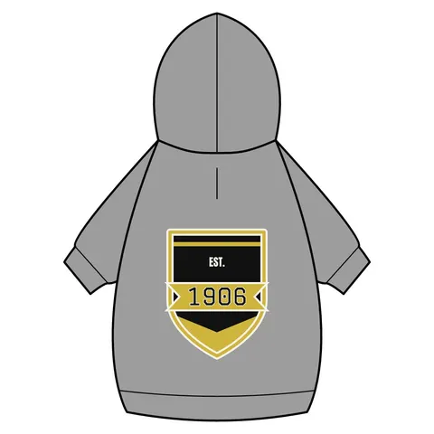 Alpha 1906 Black & Old Gold Pet Hoodie — back_dtf view