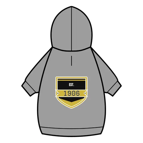 Alpha 1906 Black & Old Gold Pet Hoodie — back_dtf view