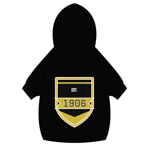 Alpha 1906 Black & Old Gold Pet Hoodie — back_dtf view
