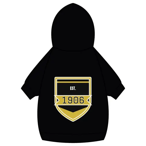 Alpha 1906 Black & Old Gold Pet Hoodie — back_dtf view