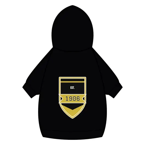 Alpha 1906 Black & Old Gold Pet Hoodie — back_dtf view