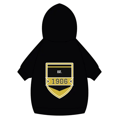 Alpha 1906 Black & Old Gold Pet Hoodie — back_dtf view