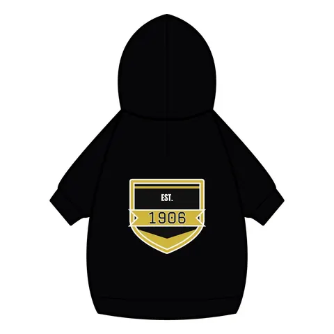 Alpha 1906 Black & Old Gold Pet Hoodie — back_dtf view