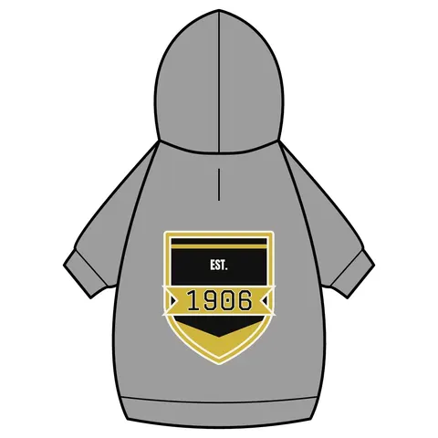 Alpha 1906 Black & Old Gold Pet Hoodie — back_dtf view
