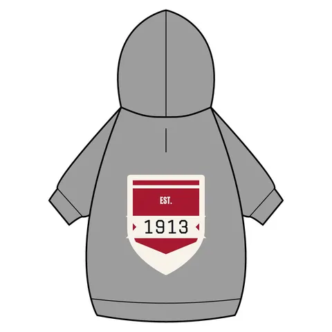 Delta 1913 Crimson Stamp Pet Hoodie — back_dtf view
