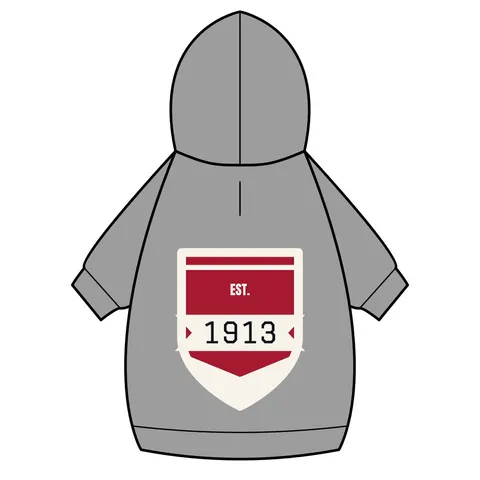 Delta 1913 Crimson Stamp Pet Hoodie — back_dtf view