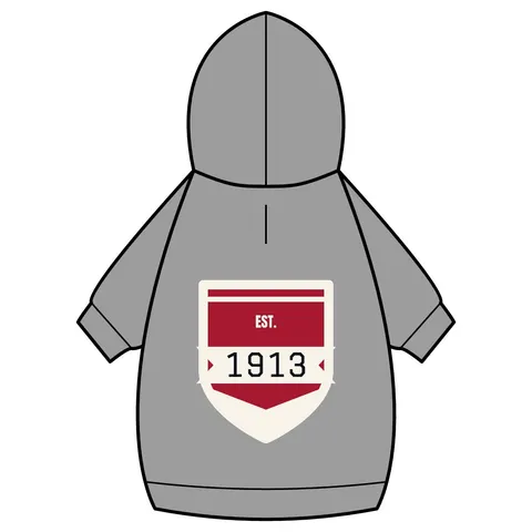 Delta 1913 Crimson Stamp Pet Hoodie — back_dtf view