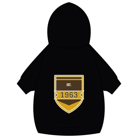 Iota 1963 Charcoal Brown & Gilded Gold Pet Hoodie — back_dtf view