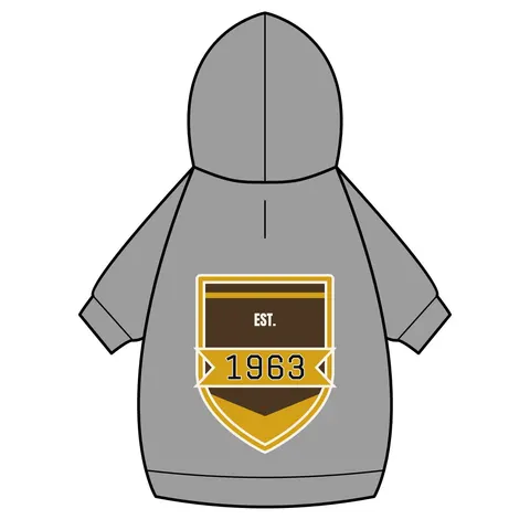 Iota 1963 Charcoal Brown & Gilded Gold Pet Hoodie — back_dtf view