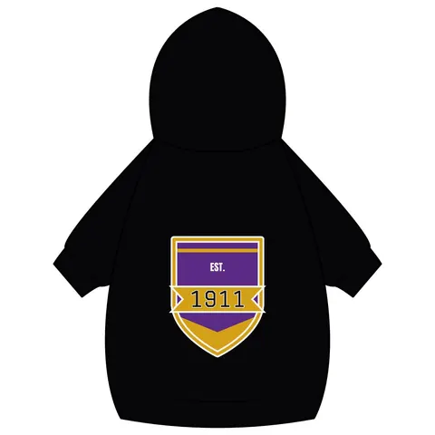 Omega 1911 Purple & Gold Glow Pet Hoodie — back_dtf view