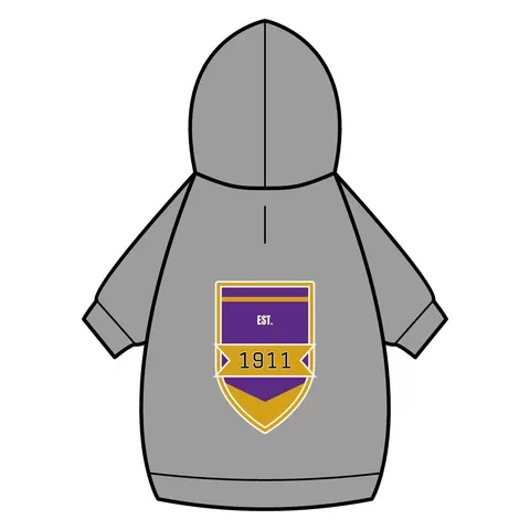 Omega 1911 Purple & Gold Glow Pet Hoodie — back_dtf view