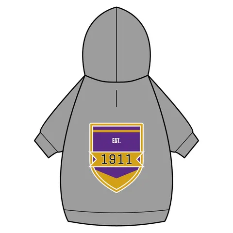 Omega 1911 Purple & Gold Glow Pet Hoodie — back_dtf view
