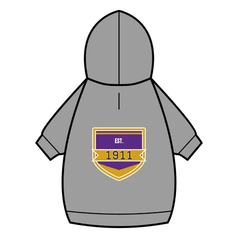 Omega 1911 Purple & Gold Glow Pet Hoodie — back_dtf view