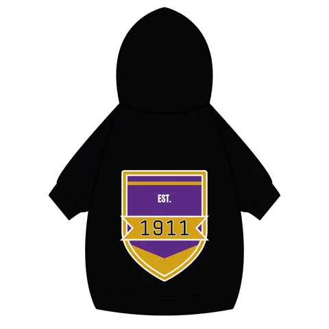 Omega 1911 Purple & Gold Glow Pet Hoodie — back_dtf view