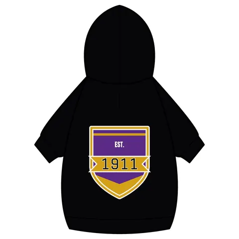 Omega 1911 Purple & Gold Glow Pet Hoodie — back_dtf view