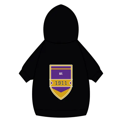 Omega 1911 Purple & Gold Glow Pet Hoodie — back_dtf view