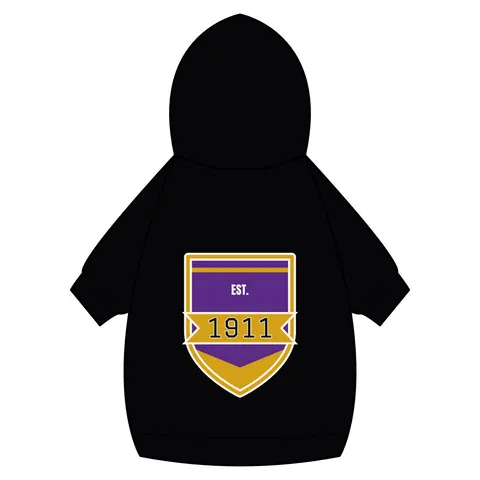 Omega 1911 Purple & Gold Glow Pet Hoodie — back_dtf view