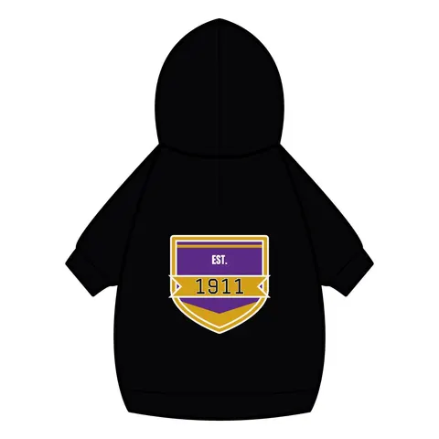 Omega 1911 Purple & Gold Glow Pet Hoodie — back_dtf view