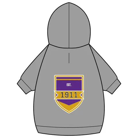 Omega 1911 Purple & Gold Glow Pet Hoodie — back_dtf view