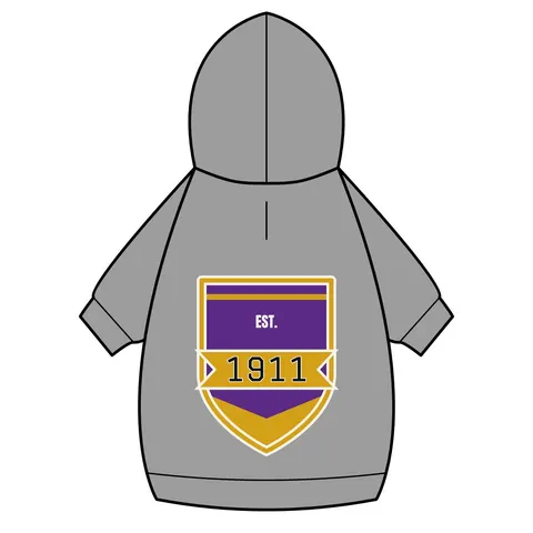 Omega 1911 Purple & Gold Glow Pet Hoodie — back_dtf view