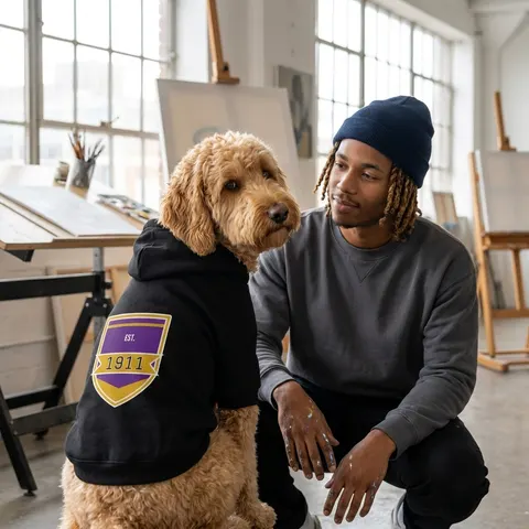 Omega 1911 Purple & Gold Glow Pet Hoodie