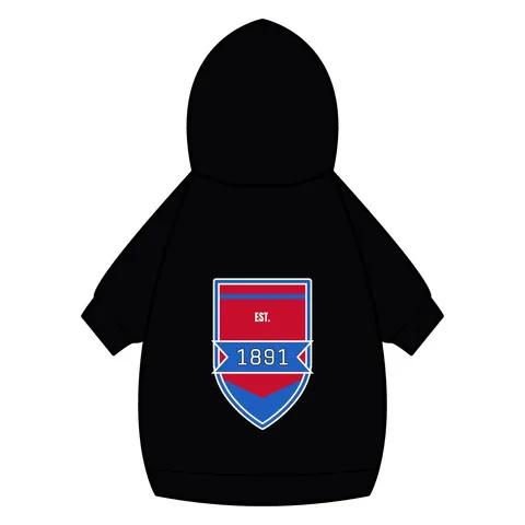 Delaware State 1891 Red & Blue Pet Hoodie — back_dtf view