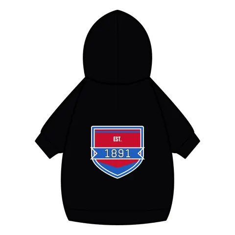 Delaware State 1891 Red & Blue Pet Hoodie — back_dtf view
