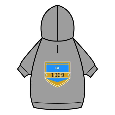 Dillard 1869 Azure & Gold Grid Pet Hoodie — back_dtf view