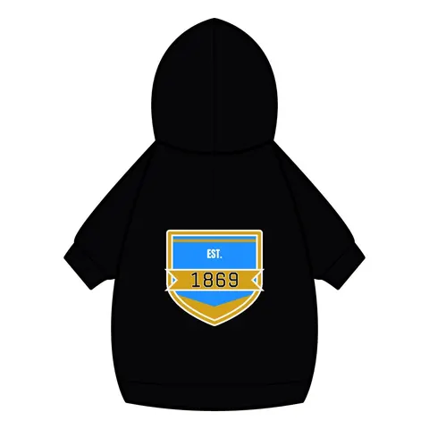 Dillard 1869 Azure & Gold Grid Pet Hoodie — back_dtf view