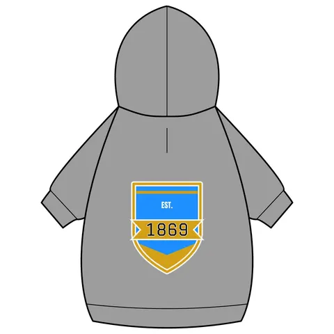 Dillard 1869 Azure & Gold Grid Pet Hoodie — back_dtf view