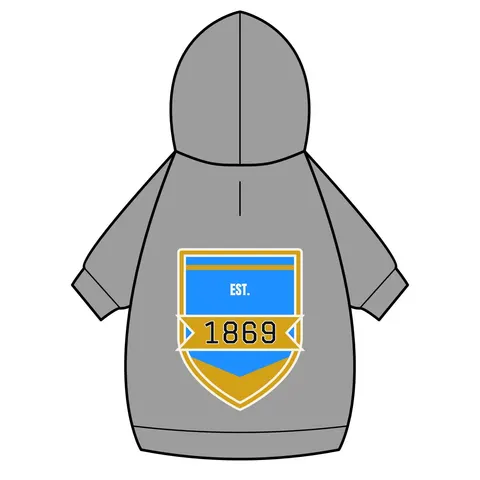 Dillard 1869 Azure & Gold Grid Pet Hoodie — back_dtf view
