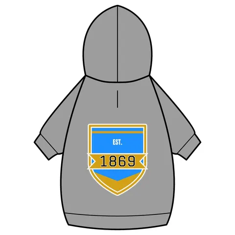 Dillard 1869 Azure & Gold Grid Pet Hoodie — back_dtf view