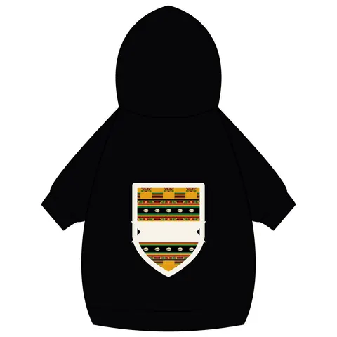 Faith Flag Afro-Spiritual Cowrie & Kente Pet Hoodie — back_dtf view