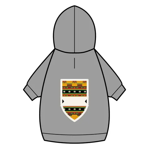 Faith Flag Afro-Spiritual Cowrie & Kente Pet Hoodie — back_dtf view