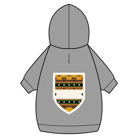 Faith Flag Afro-Spiritual Cowrie & Kente Pet Hoodie — back_dtf view
