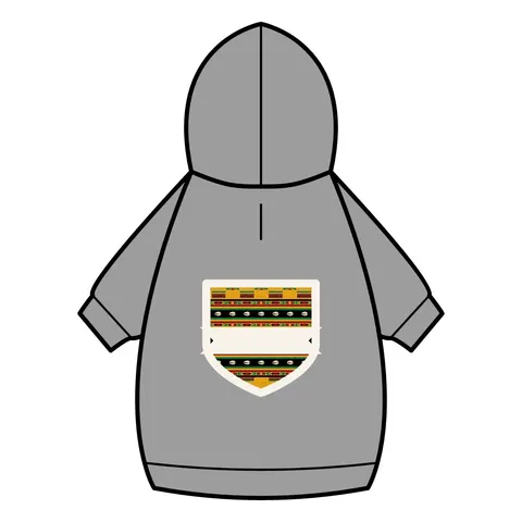 Faith Flag Afro-Spiritual Cowrie & Kente Pet Hoodie — back_dtf view