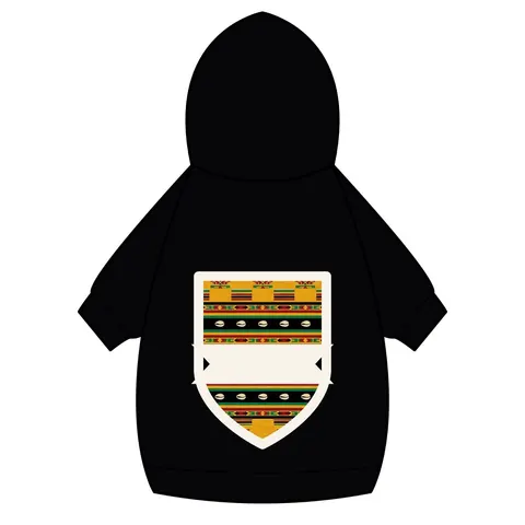 Faith Flag Afro-Spiritual Cowrie & Kente Pet Hoodie — back_dtf view