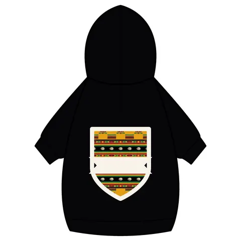 Faith Flag Afro-Spiritual Cowrie & Kente Pet Hoodie — back_dtf view